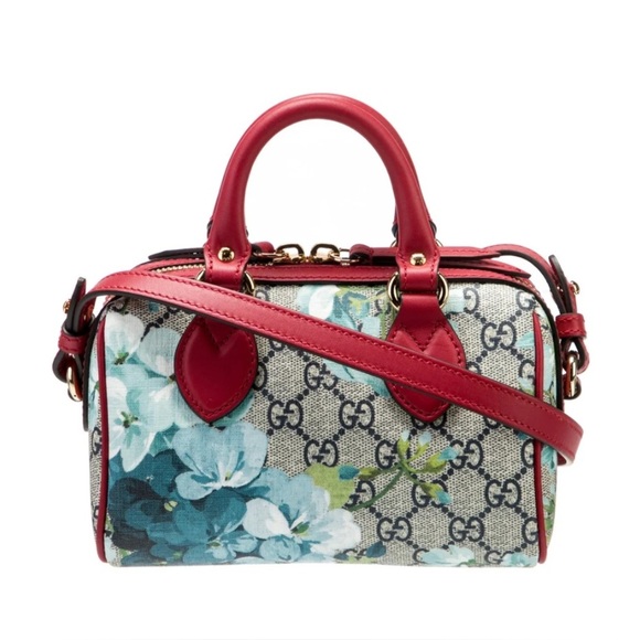 GUCCI GG Supreme Mini Blooms Canvas Top Handle Crossbody Bag - Picture 1 of 13